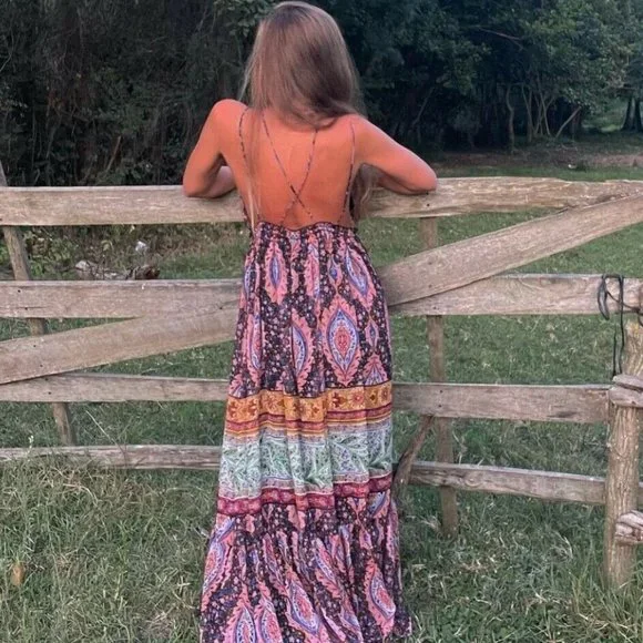 Zara Paisley Print Flowy Maxi Dress - Picture 8 of 16